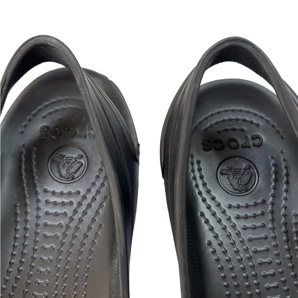 EUC Crocs Womens Kadee Slip On Slingback Sandal Shoes Flats Rubber Black Size 11 - Picture 7 of 10